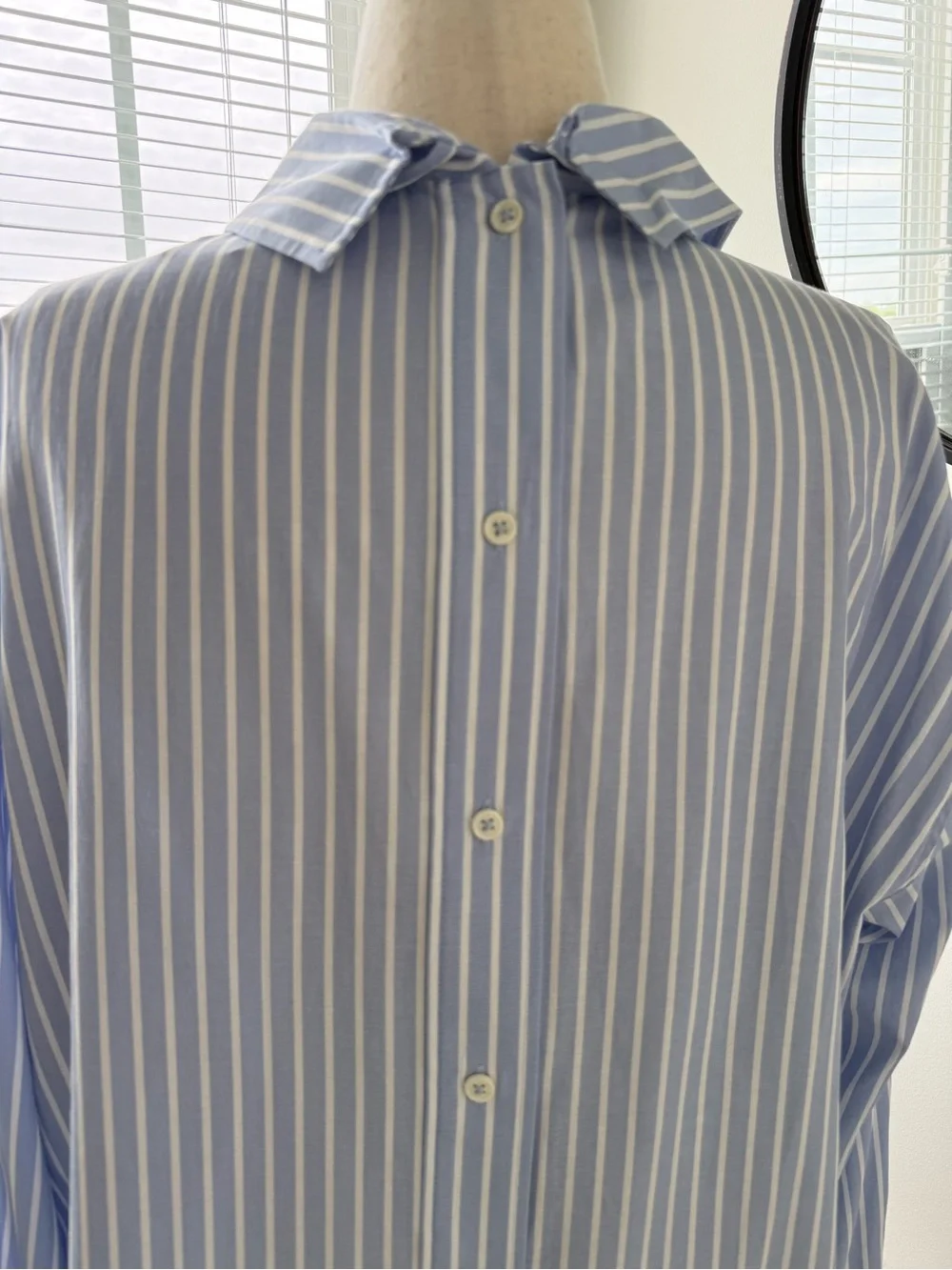Zara Light Blue & White Vertical Stripe Button-Back Tunic/Dress- NWOT - Picture 7 of 11